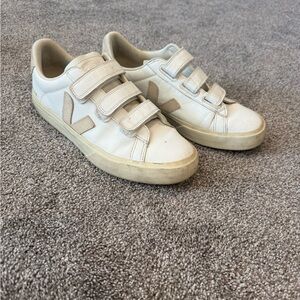 Veja White Velcro Sneakers | Minimalist Leather Trainers